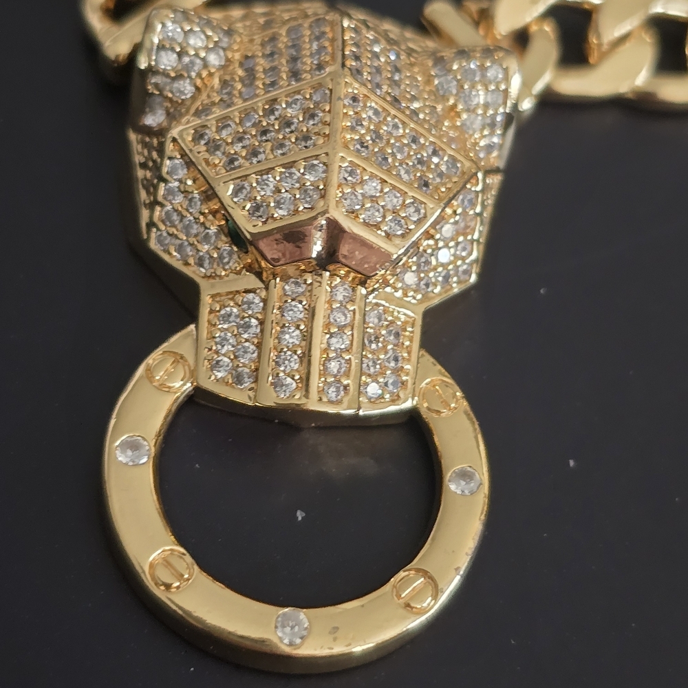 22kgp Dubai Jewelry Gold Panther Head Necklace
